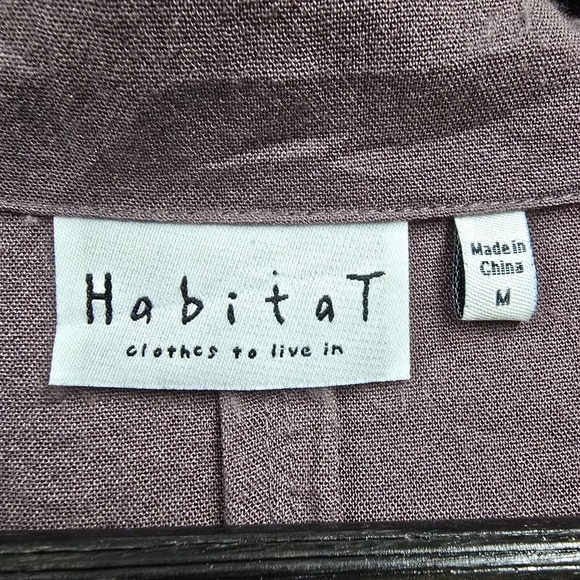 Habitat Shirt Womens Medium Gray Button Up Long Sleeve Lagenlook Office Flowy - Picture 5 of 14